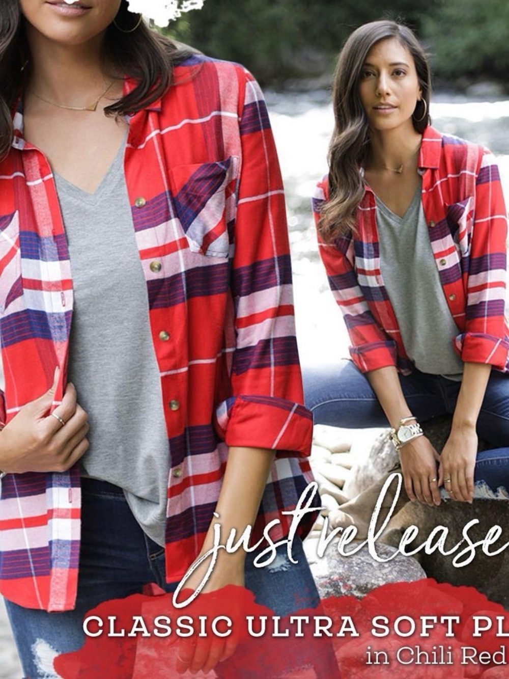 Grace & Lace Red Plaid Button Down Shirt
